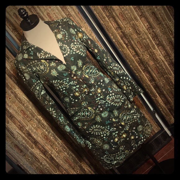 Johnny Was Jackets & Blazers - Johnny Was Green Paisley Long Coat